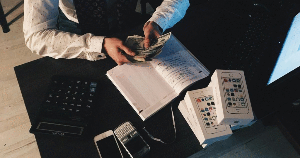 A table showing someone who is budget planning.