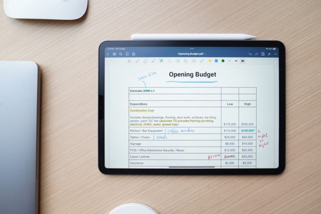 Tablet showing a budget sheet, representing the best budgeting apps for couples.