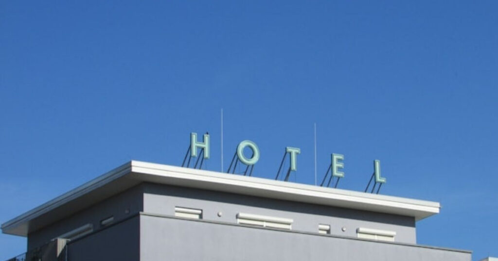 An image showing a hotel sign