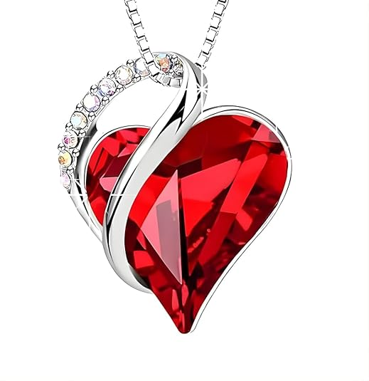 A picture showing GLOOYA Infinity Heart Birthstone Pendant Necklace