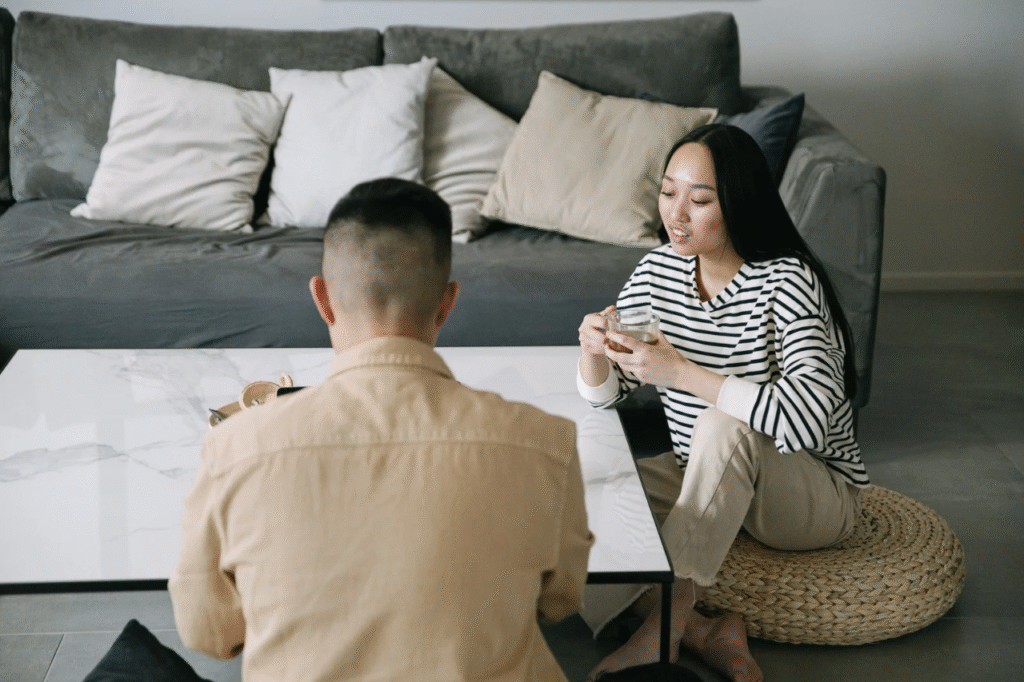 A picture showing a lady asking important money questions before commitment.
