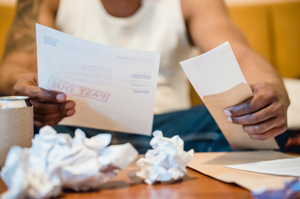A picture showing a man reviewing an outdated budget to avoid common money mistakes that strain marriages