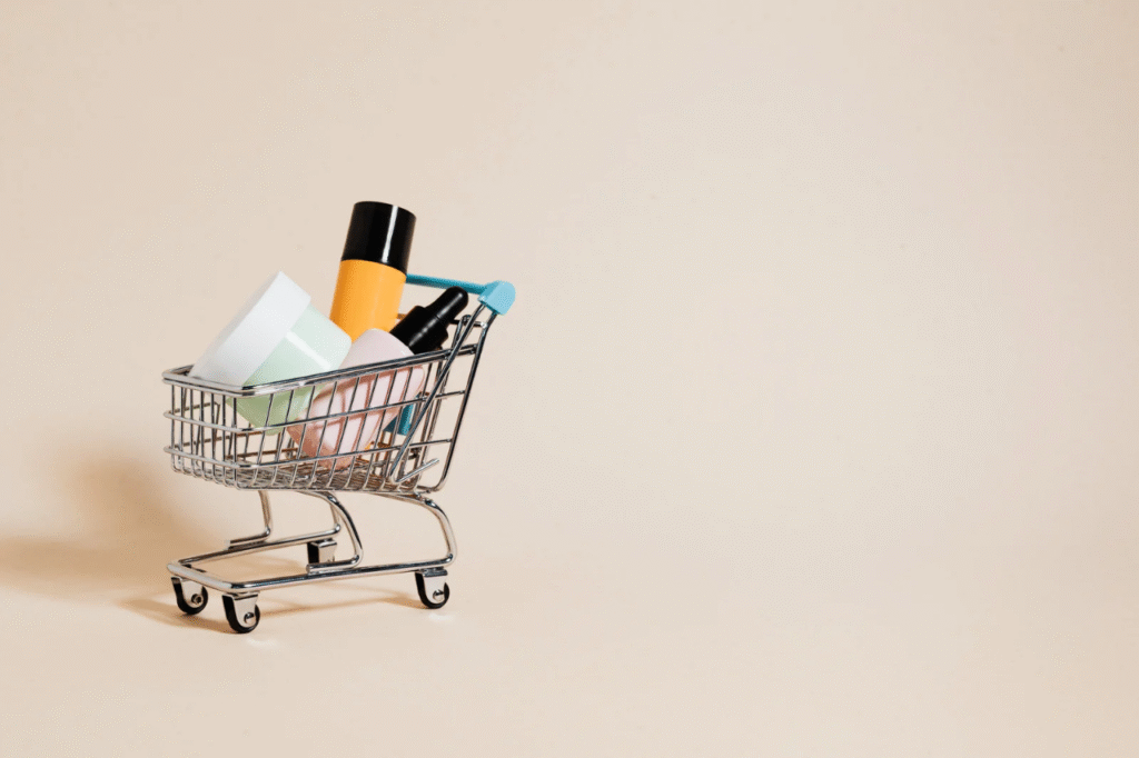 An image showing a shopping basket with skin care products.